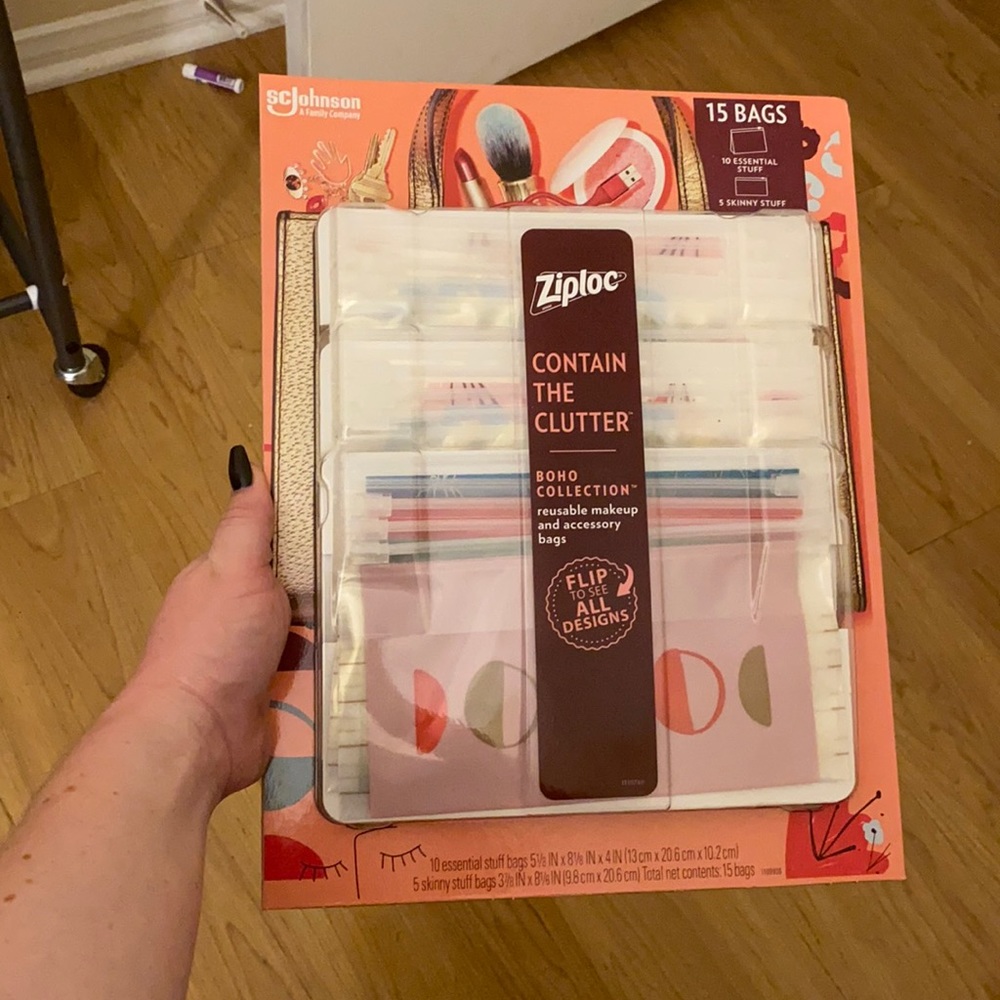 15  New reusable ziplock makeup and accessory bags.